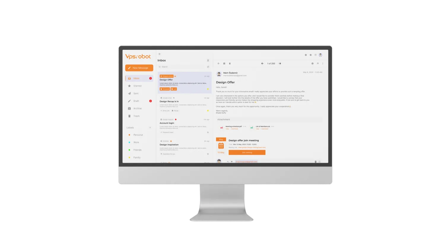 VPSRobot monitör mockup
