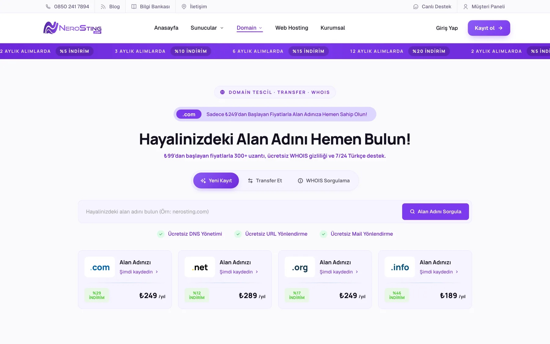 NeroSting domain sayfası